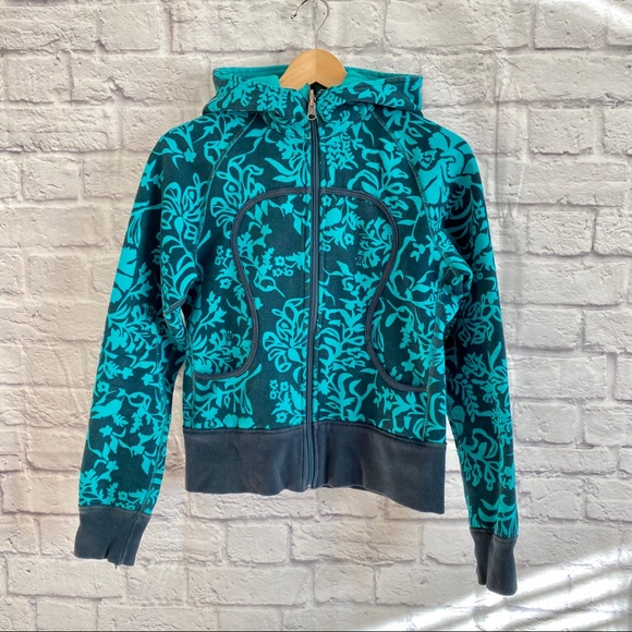 lululemon athletica Tops - Lululemon Scuba Hoodie - Teal Floral Print